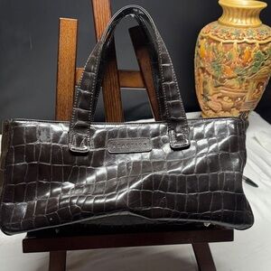Kenneth Cole Reaction Black Crocodile-Embossed Shoulder Bag